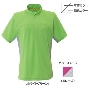 ミズノ（MIZUNO） サンケアディンプル鹿の子 半袖ジップネックシャツ Women's M 65（ローズ）