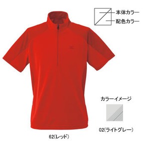 ミズノ（MIZUNO） ブリーズライトメッシュボーダー半袖ジップネックシャツ Men's M 02（ライトグレー）