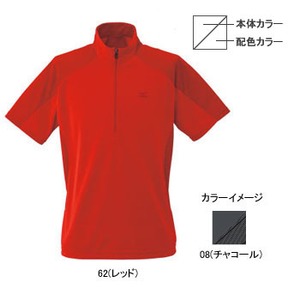 ミズノ（MIZUNO） ブリーズライトメッシュボーダー半袖ジップネックシャツ Men's M 08（チャコール）