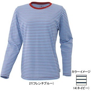 ミズノ（MIZUNO） オゾンブリーチ ボーダー長袖Tシャツ Women's L 14（ネイビー）