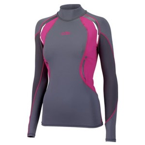 Gill（ギル） Women's UV Sport Rash Vest Long Sleeve 12 Ash×Berry×Graphite