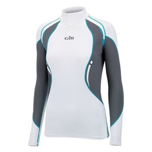 Gill（ギル） Women's UV Sport Rash Vest Long Sleeve 16 White×Turquoise