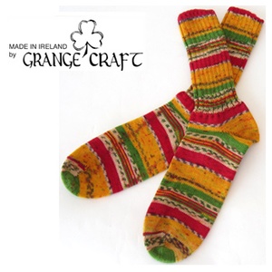 T's（ティーズ） Grange Craft Fair Isle Socks L 2.オレンジ×レッド