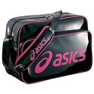 アシックス（asics） エナメルシヨルダーバツグL 27L 9028（ブラック×Rピンク）