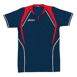 アシックス（asics） XW1291 ゲームシャツ（半袖） Men's L 5023（ネイビー×レッド）