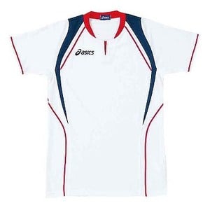 アシックス（asics） XW1291 ゲームシャツ（半袖） Men's L 0123（ホワイト×レッド）