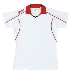 アシックス（asics） XW1304 ゲームシャツHS Men's S 0124（ホワイト×Vレッド）