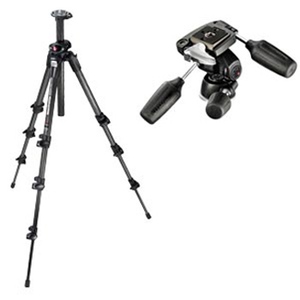 マンフロット（Manfrotto） カーボンファイバー三脚4段＋3ウェイ雲台セット