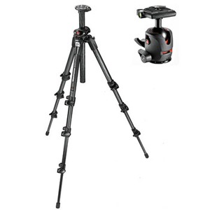 マンフロット（Manfrotto） カーボンファイバー三脚4段＋ボール雲台グレーセット