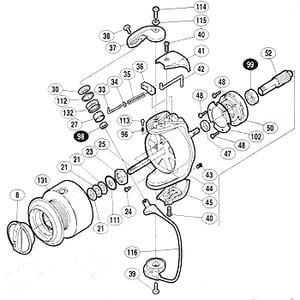 シマノ（SHIMANO） 03バイオマスター C3000パーツ：アームローラー用ベアリング（部品NO98）