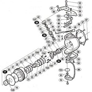 シマノ（SHIMANO） 01 ステラーSW 6000PG パーツ：回転枠ベアリング（部品NO34）