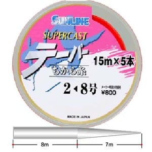 サンライン（SUNLINE） スーパーキャスト テーパーちから糸 15m×5本 2.5号-12号 クリアーブルー