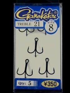 がまかつ（Gamakatsu） TREBLE21（5本入り） ＃8 ジナスパートブラック