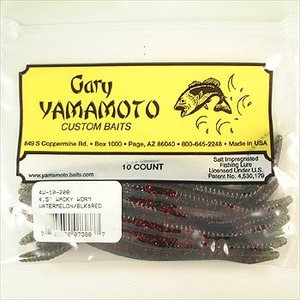 ゲーリーヤマモト（Gary YAMAMOTO） ワッキーワーム4.5” 208 ウォーターメロン・ブラック&レッドフレーク