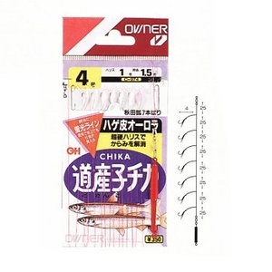 オーナー針 道産子チカハゲ皮オーロラ7本 鈎2／ハリス0.4 オーロラ