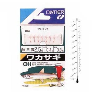 オーナー針 10本狐ワカサギ（ナス） 2号-0.4 金，赤