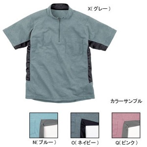 ムッシュ（MUSSHU） サラサラ素材＋メッシュの半袖ジップ付Tシャツ M's L O（ネイビー）