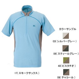 ミズノ（MIZUNO） ドライベクター・ライトインナー半袖ジップネックシャツ ハンソデシャツ Men's L 03（シルバーグレー）