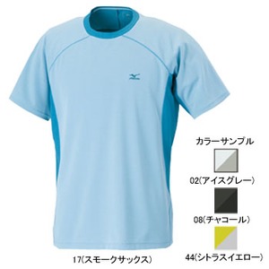 ミズノ（MIZUNO） ブリーズライトメッシュボーダー半袖Tシャツ Men's L 02（アイスグレー）