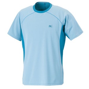 ミズノ（MIZUNO） ブリーズライトメッシュボーダー半袖Tシャツ Men's L 17（スモークサックス）