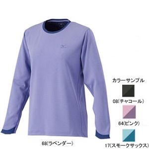 ミズノ（MIZUNO） ブリーズライトメッシュボーダー長袖Tシャツ Women's M 08（チャコール）