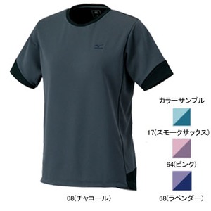 ミズノ（MIZUNO） ブリーズライトメッシュボーダー半袖Tシャツ Women's M 17（スモークサックス）