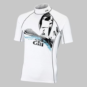 Gill（ギル） Men's Graphic Rash Vest Short sleeve XS White×Black Print