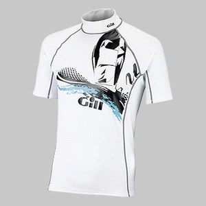 Gill（ギル） Men's Graphic Rash Vest Short sleeve S White×Black Print