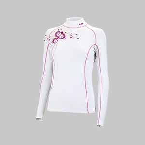 Gill（ギル） Women's Graphic Rash Vest Long sleeve 10 White×Pink