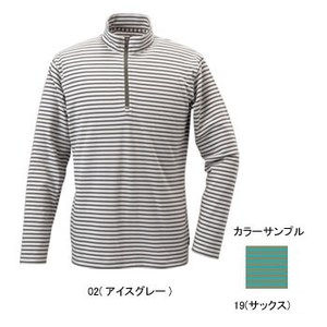 ミズノ（MIZUNO） ブレスサーモ ボーダーニット長袖ジップネックシャツ Men's M 19（サックス）