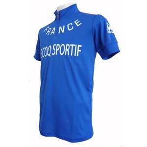 le coq sportif（ルコック） ジップアップ半袖シャツ M SBL（セーヌブルー／アイボリー）