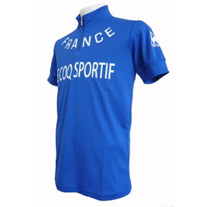 le coq sportif（ルコック） ジップアップ半袖シャツ L SBL（セーヌブルー／アイボリー）