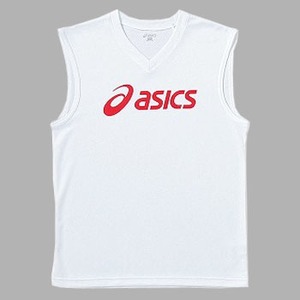 アシックス（asics） ノースリーブシャツ M・0123（ホワイト×レッド）