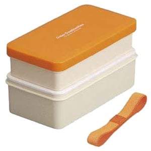 小森樹脂（KOMORIJUSHI） 角二段弁当箱（継ぎ箸・ベルト付） 417150 580ml オレンジ