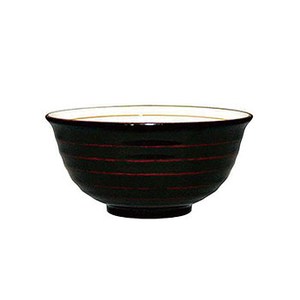 篤信 陶胎漆器 ロクロ茶碗 （T1-6）溜 小