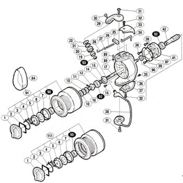 シマノ(SHIMANO) パーツ:02ツインパワー 2500 ベールアーム組 No38 01676 1000～2500番用その他パーツ