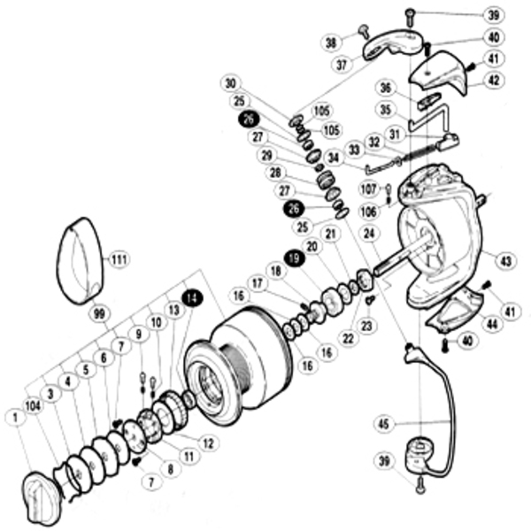 シマノ Shimano パーツ 02ツインパワー 8000hg ベールアーム組 No45 01622 アウトドア用品 釣り具通販はナチュラム