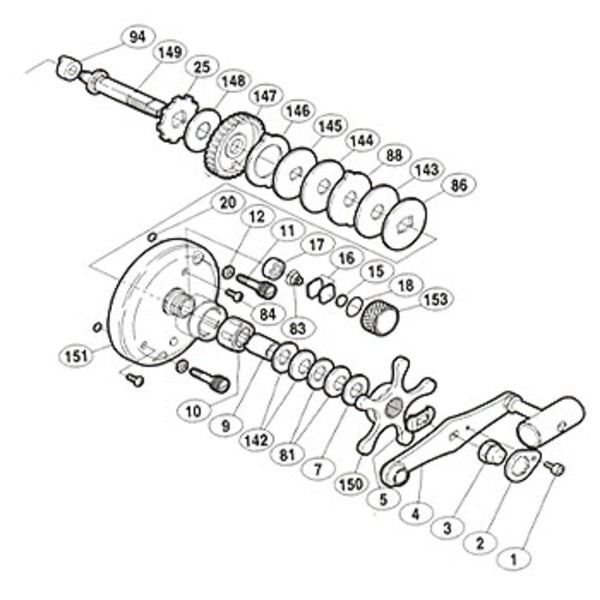 シマノ(SHIMANO) パーツ:カルカッタ 小船 1000 ハンドル組(部品No.004) 01066｜アウトドア用品・釣り具通販はナチュラム