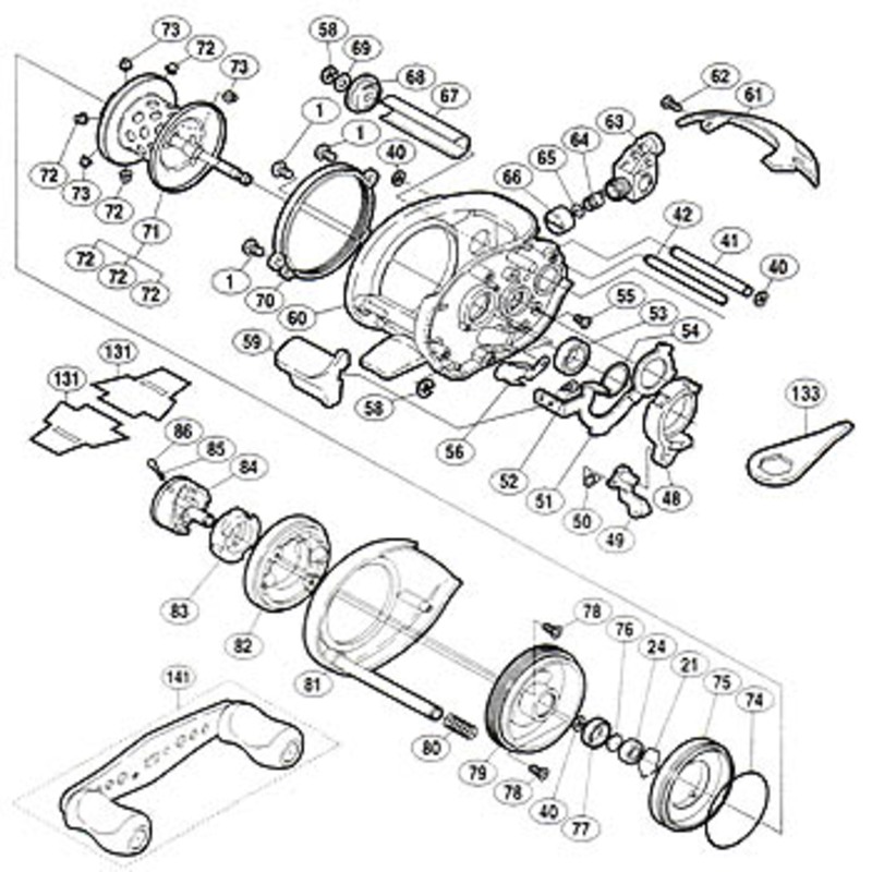 シマノ(SHIMANO) パーツ:04 スコーピオンMg 1000 A-RB パワーハンドル組 別売 No141  01857｜アウトドア用品・釣り具通販はナチュラム