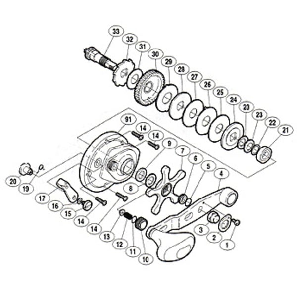 シマノ(SHIMANO) パーツ:海魂 EV 4000T A-RB メインギヤ軸(部品No.033) 01743｜アウトドア用品・釣り具通販はナチュラム