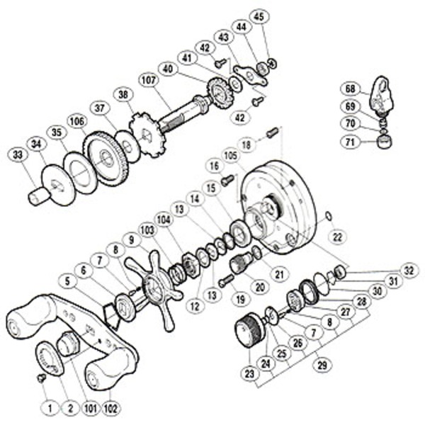 シマノ(SHIMANO) パーツ:04 カルカッタ コンクエスト 51S ベアリング抜ケ止メ No031  01928｜アウトドア用品・釣り具通販はナチュラム