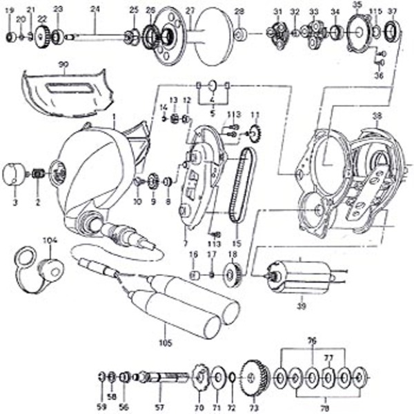 ダイワ(Daiwa) パーツ:ハイパータナコン 400BDe コード(部品No.105) 1Y1:041｜アウトドア用品・釣り具通販はナチュラム