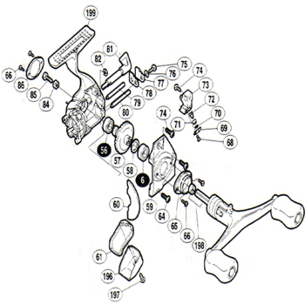 シマノ(SHIMANO) パーツ:98ツインパワー2500SDH ダブルハンドル組 No198 01441 1000～2500番用その他パーツ