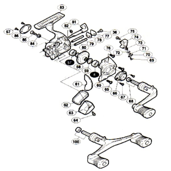 シマノ(SHIMANO) パーツ:98 ステラ 1000 ダブルハンドル組 ダブルハンドル仕様のみ No100  01268｜アウトドア用品・釣り具通販はナチュラム