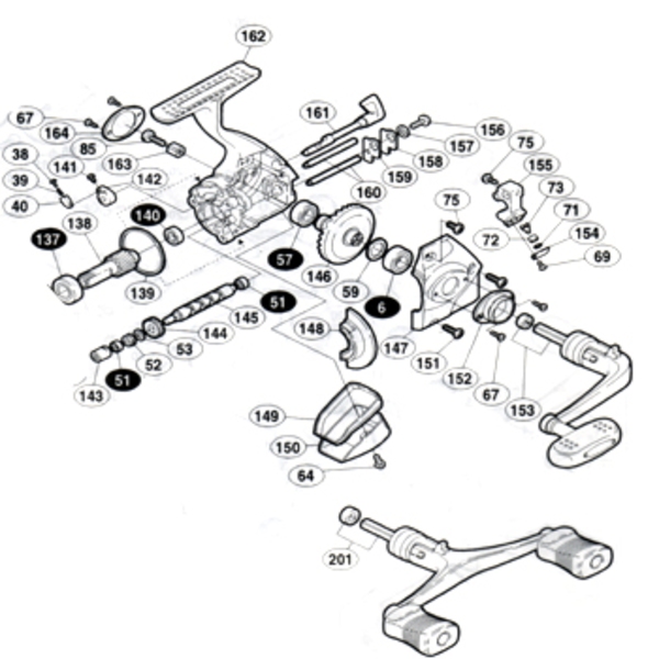 シマノ(SHIMANO) パーツ:98 ステラ 3000 ダブルハンドル組 No201 01274｜アウトドア用品・釣り具通販はナチュラム