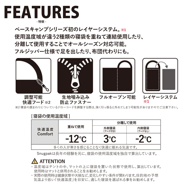 Snugpak(スナグパック) ベースキャンプ スリープシステム SP15704DO｜アウトドアファッション・ギアの通販はナチュラム