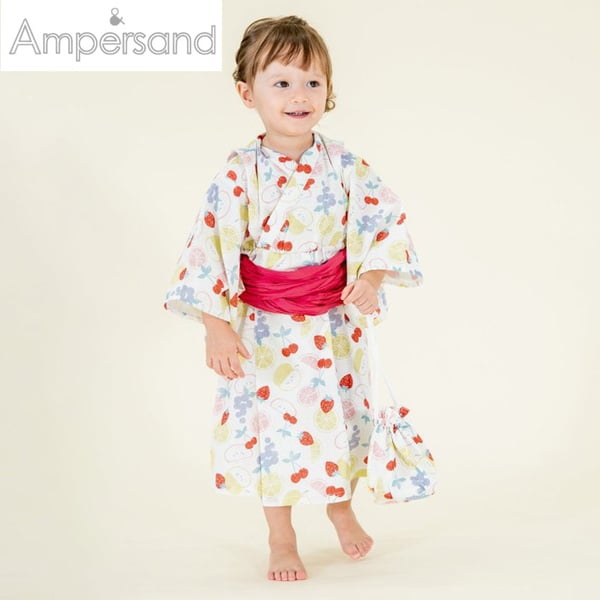 Ampersand(アンパサンド) Kid's フルーツ柄浴衣かぶり 巾着付き キッズ