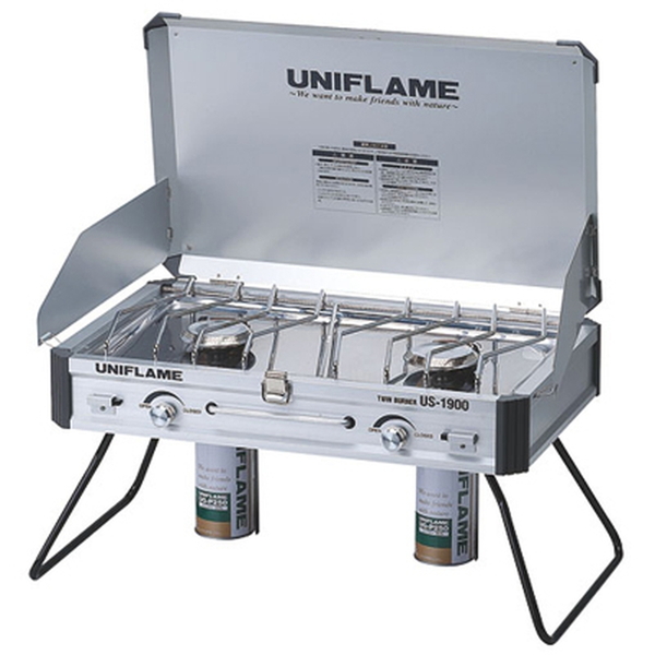 ユニフレーム(UNIFLAME) ツインバーナー US-1900+プレミアムガス×2【3点セット】 610305 ガス式